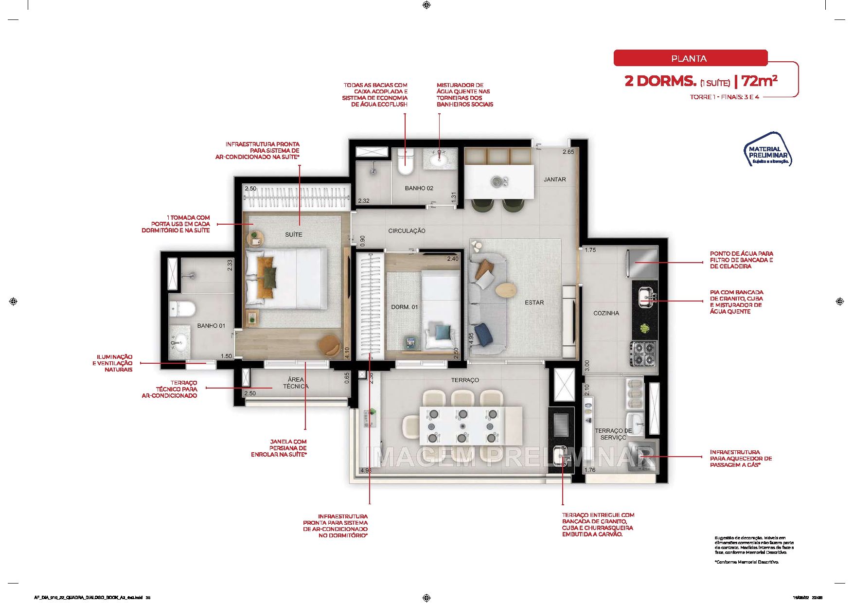 Quadra Dialogo Home Clube - 72m